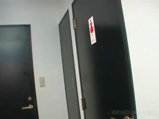 Asian Teen feature movs Twat While Pissing In A Toilet