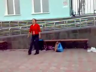 Drunk Russian adolescent Peeing In Streets