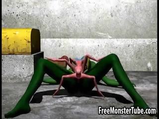 3d карикатура извънземни примадона получаване на прецака трудно от а spider