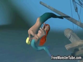 3d малко mermaid divinity получава прецака трудно подводен