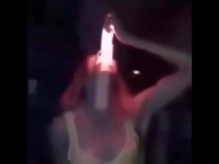 Street girl Deepthroating Glowing Dildo