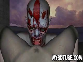 3D zombie divinity getting licked and fucked outdoors