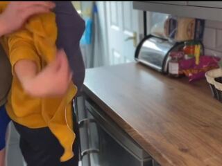 Young MILF with Amazing Tits Fucked in the Kitchen: Cum on Tits adult clip feat. AcDcLovers