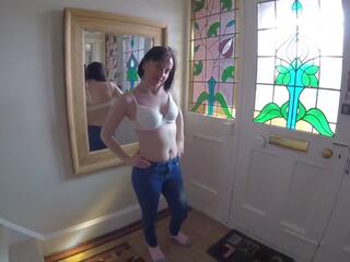 Slim Young Wife Strips Nude in Jeans, HD dirty film 13
