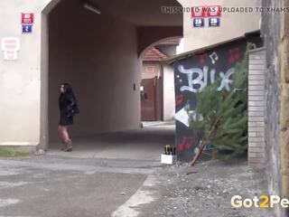 Extreme Public Pissing Next to a Busy Road: Free HD porn 4b