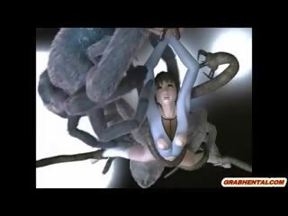 3d 动漫 抓 和 粗暴地 性交 由 spider 怪物