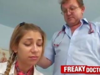 School adolescent Rachel Evans Sucking On Old Gyno doc phallus