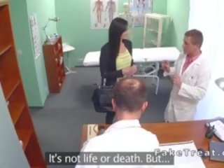 Slim Brunette Takes Doctors penis