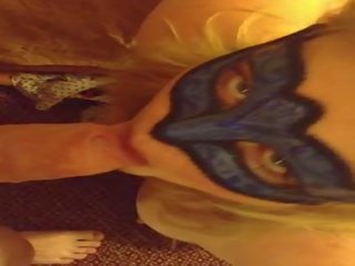 BBW Blonde with mask, goes ahead first camera appearance